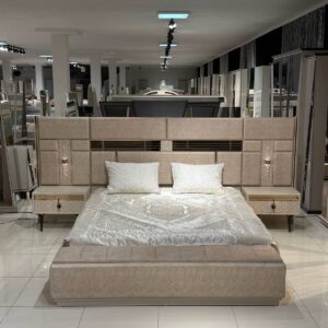 Luxury Turkish Bed Set - Classic Premium Bedroom Set with Puffy Headboard & Dressing