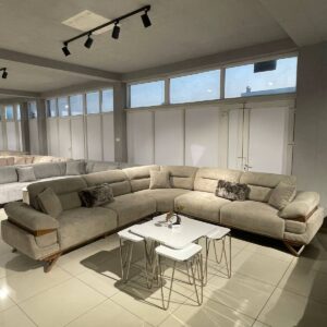 Luxe Turkish L-Shaped Sofa – Modern Sectional with Designer Metal Accents for Pakistani Homes